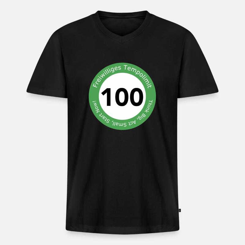 Freiwilliges Tempolimit 100 - Männer Premium Bio T-Shirt mit V-Ausschnitt - Schwarz