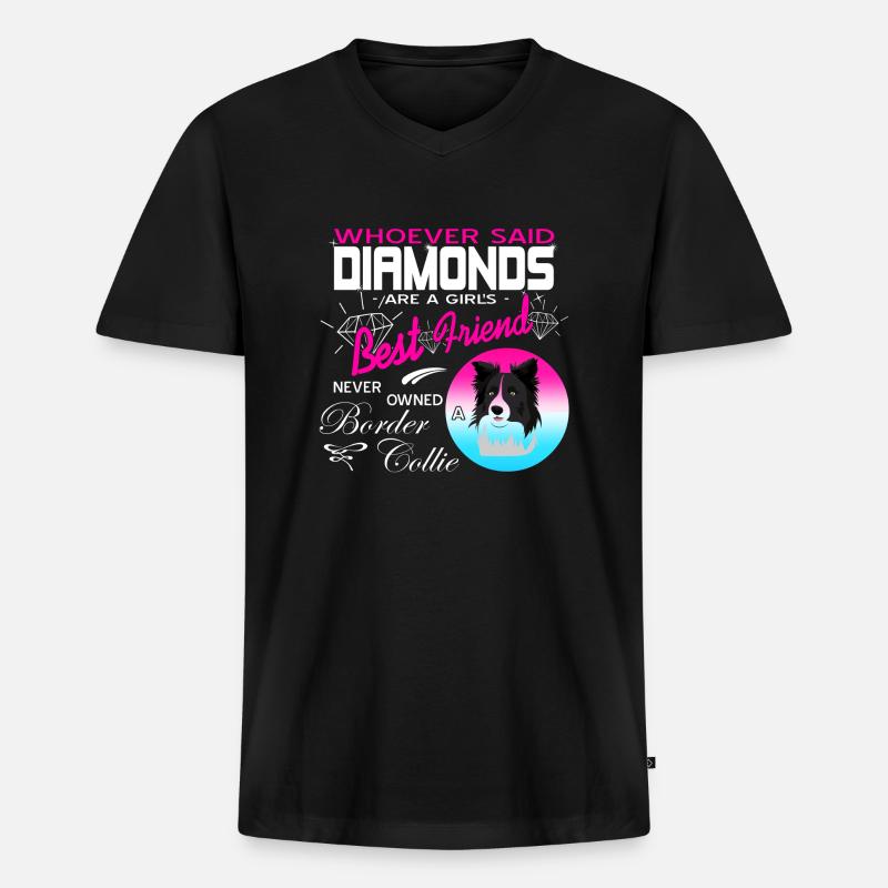 Border Collie - Männer Premium Bio T-Shirt mit V-Ausschnitt - Schwarz