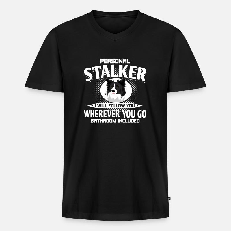Border Collie - Männer Premium Bio T-Shirt mit V-Ausschnitt - Schwarz