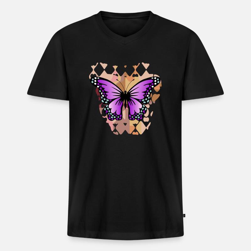 Schmetterling - Männer Premium Bio T-Shirt mit V-Ausschnitt - Schwarz