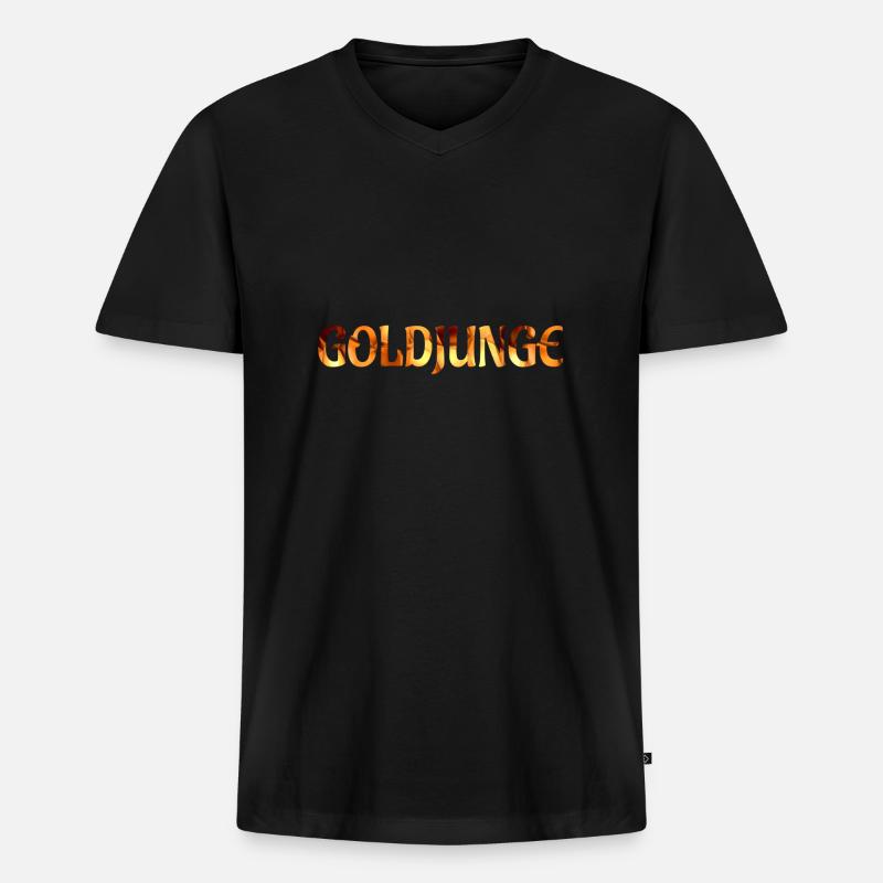 Goldjunge - Männer Premium Bio T-Shirt mit V-Ausschnitt - Schwarz