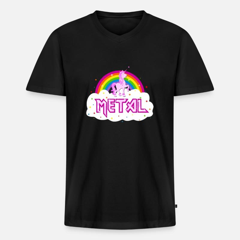 rainbow unicorn - Männer Premium Bio T-Shirt mit V-Ausschnitt - Schwarz