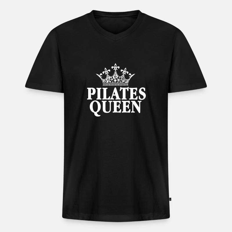 Pilates Übung - Männer Premium Bio T-Shirt mit V-Ausschnitt - Schwarz