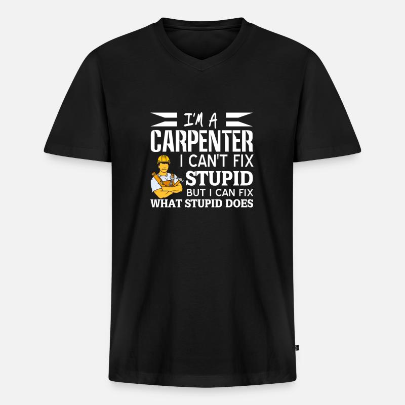 Zimmermann - Männer Premium Bio T-Shirt mit V-Ausschnitt - Schwarz
