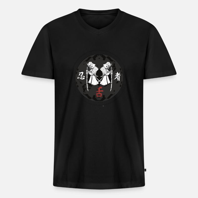 Samurai #2 - Männer Premium Bio T-Shirt mit V-Ausschnitt - Schwarz