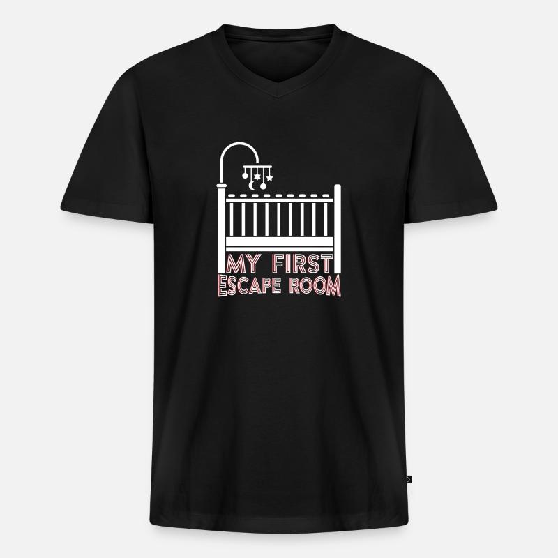 My First Escape Room - Männer Premium Bio T-Shirt mit V-Ausschnitt - Schwarz