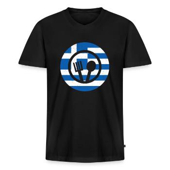 Greek kitchen - Men's Premium Organic T-shirt with V-neck - black - Front - Nico (187cm)