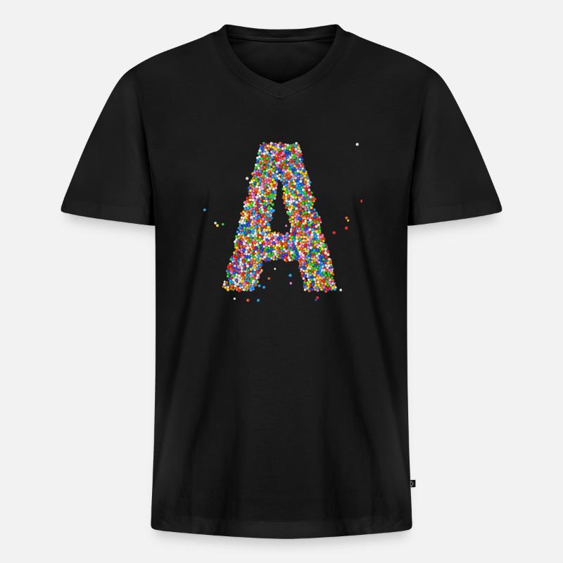 A - Männer Premium Bio T-Shirt mit V-Ausschnitt - Schwarz