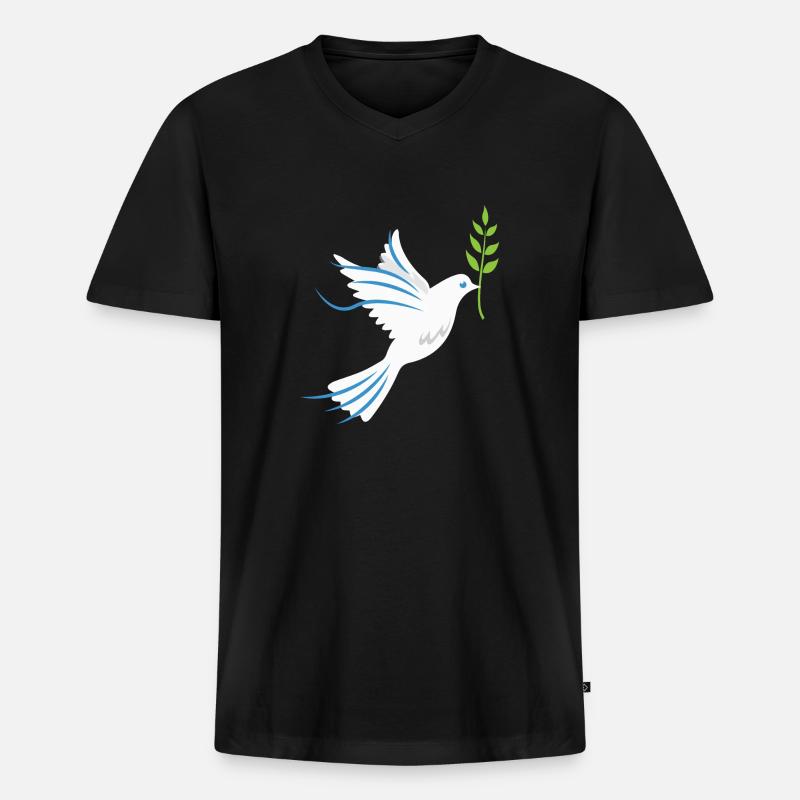 Friedenstaube Symbol der Freundschaft Geschenkidee - Männer Premium Bio T-Shirt mit V-Ausschnitt - Schwarz