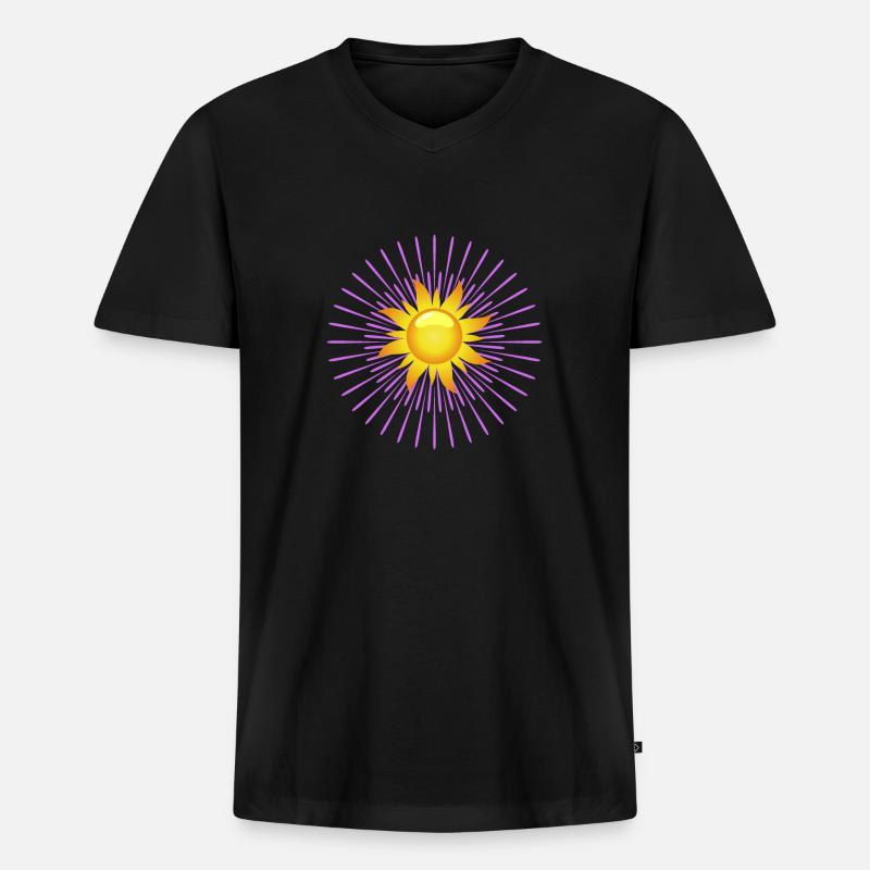Sonne - Männer Premium Bio T-Shirt mit V-Ausschnitt - Schwarz