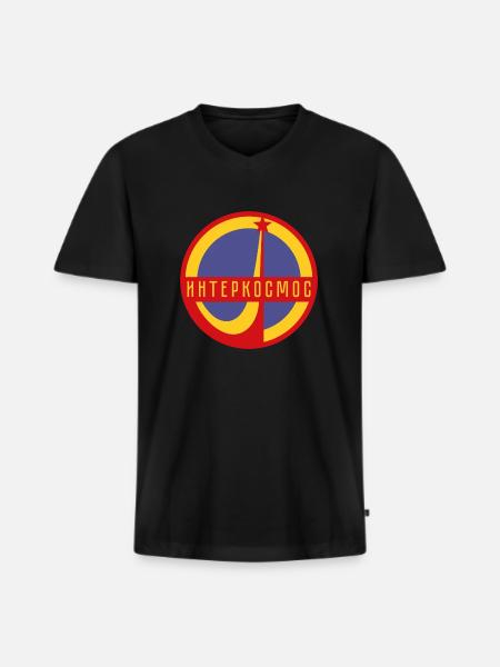 Intercosmos Sputnik space USSR gift - Men's Premium Organic T-shirt with V-neck - black