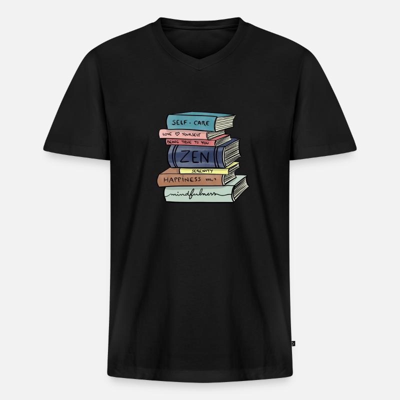 Bücher / Licht, Träume & Liebe - Männer Premium Bio T-Shirt mit V-Ausschnitt - Schwarz