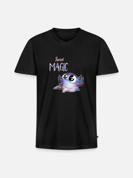 sweet magic axolotl - T-shirt encolure en V Premium bio Homme - noir