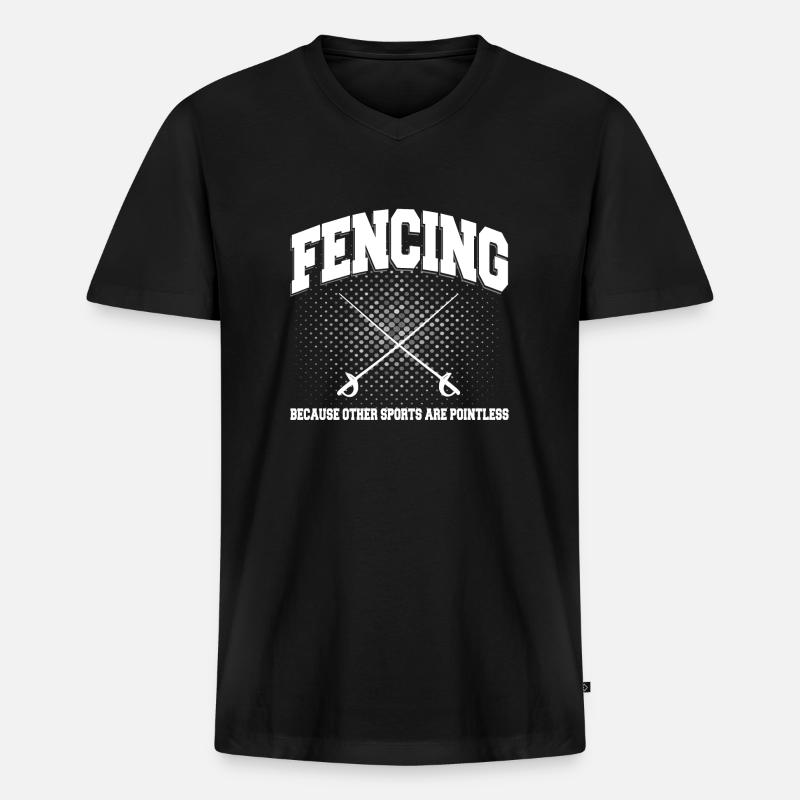 Fechten - Männer Premium Bio T-Shirt mit V-Ausschnitt - Schwarz