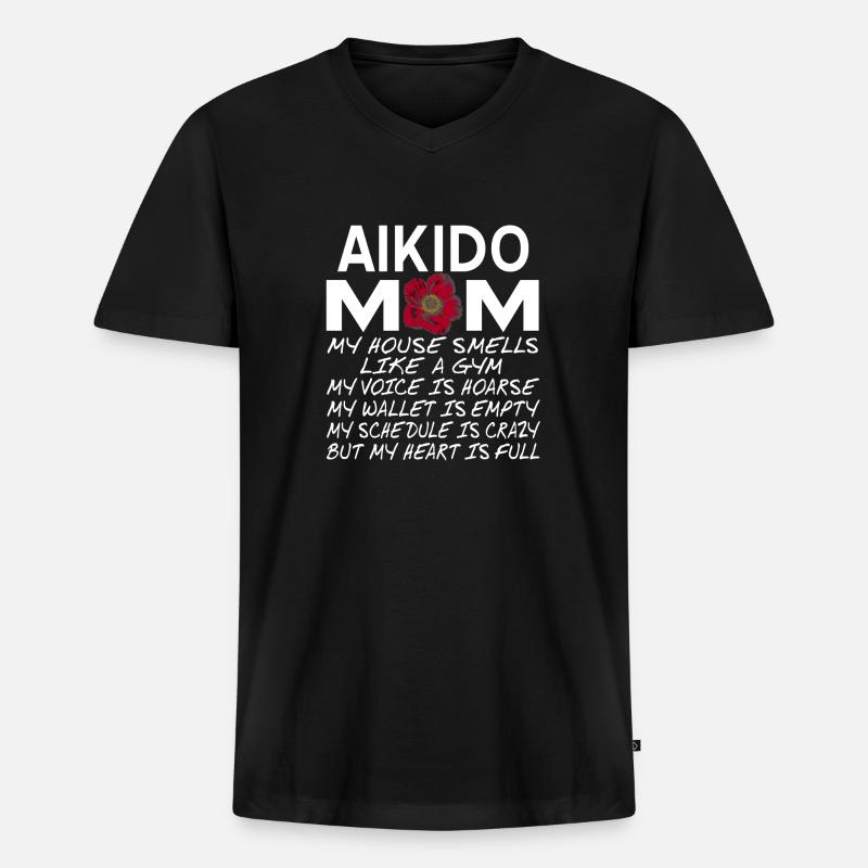 Aikido - Männer Premium Bio T-Shirt mit V-Ausschnitt - Schwarz