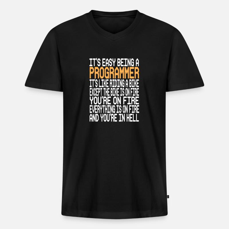 Programmierer - Männer Premium Bio T-Shirt mit V-Ausschnitt - Schwarz