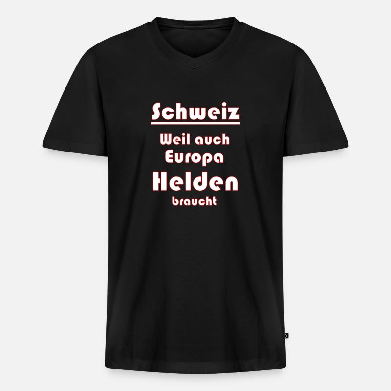 Schweiz Schweizer Spruch - Männer Premium Bio T-Shirt mit V-Ausschnitt - Schwarz