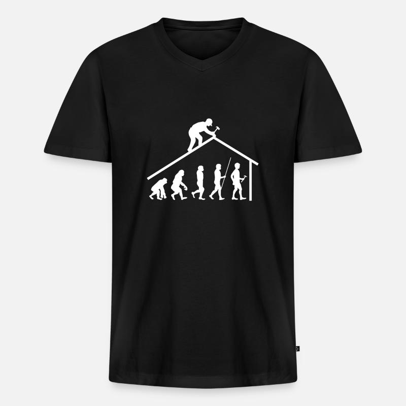 Evolution Zimmerer Dachdecker Geschenk - Männer Premium Bio T-Shirt mit V-Ausschnitt - Schwarz