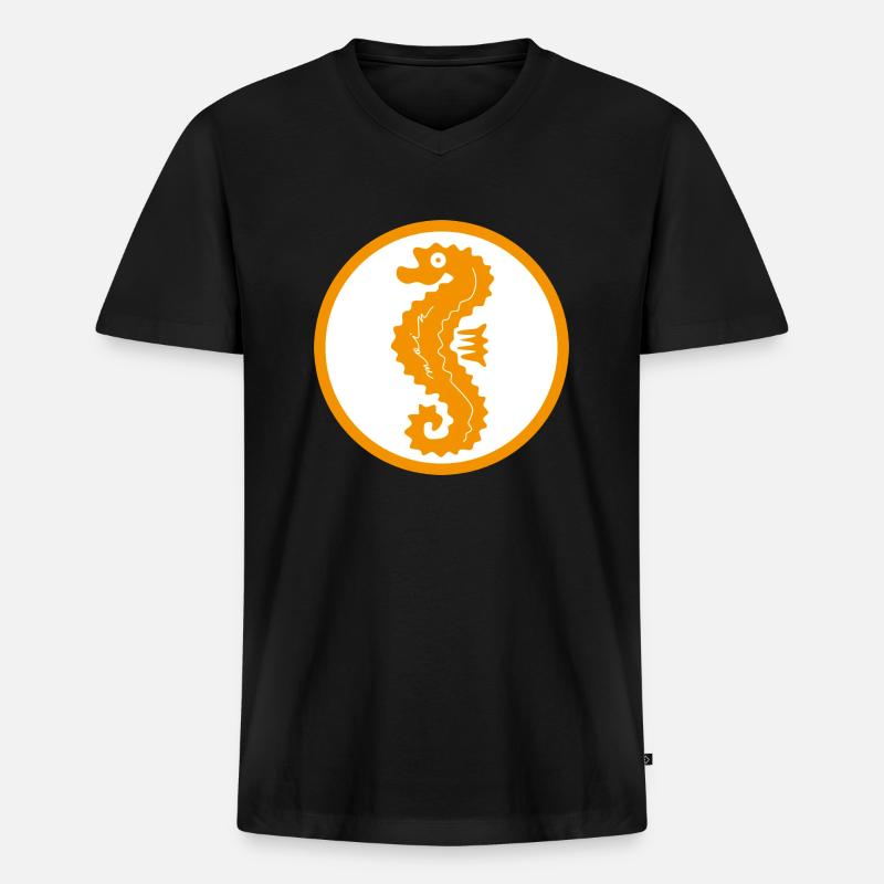 Seepferdchen Moin Ostsee Nordsee - Männer Premium Bio T-Shirt mit V-Ausschnitt - Schwarz
