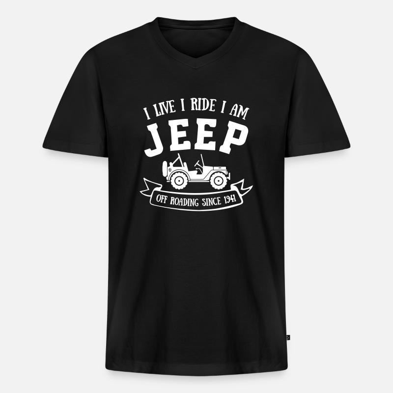 Jeep Life - Männer Premium Bio T-Shirt mit V-Ausschnitt - Schwarz