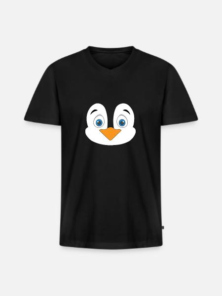 Cute Penguin Face - Men's Premium Organic T-shirt with V-neck - black