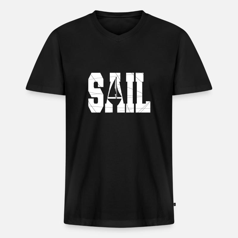 Segelboot - Männer Premium Bio T-Shirt mit V-Ausschnitt - Schwarz