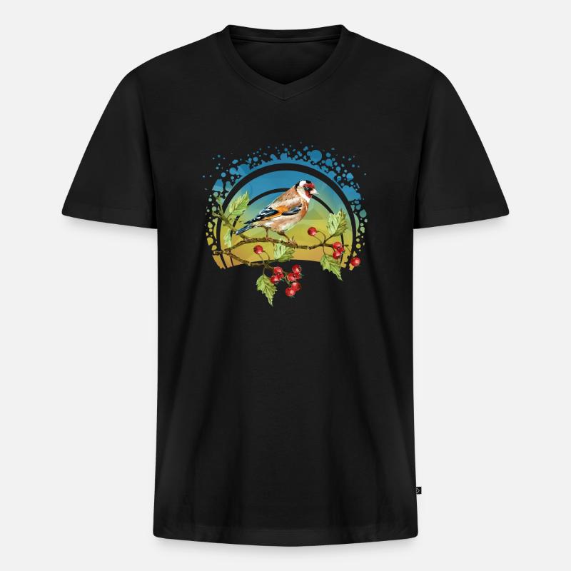 Bunter Vogel - Männer Premium Bio T-Shirt mit V-Ausschnitt - Schwarz