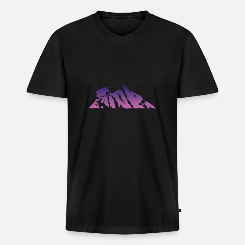 Tibet Yak Bergsteiger Geschenkidee - Männer Premium Bio T-Shirt mit V-Ausschnitt - Schwarz