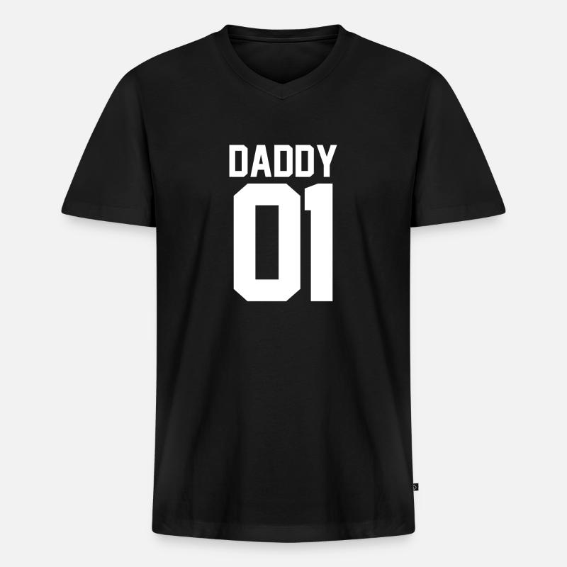 Daddy 01 - Männer Premium Bio T-Shirt mit V-Ausschnitt - Schwarz
