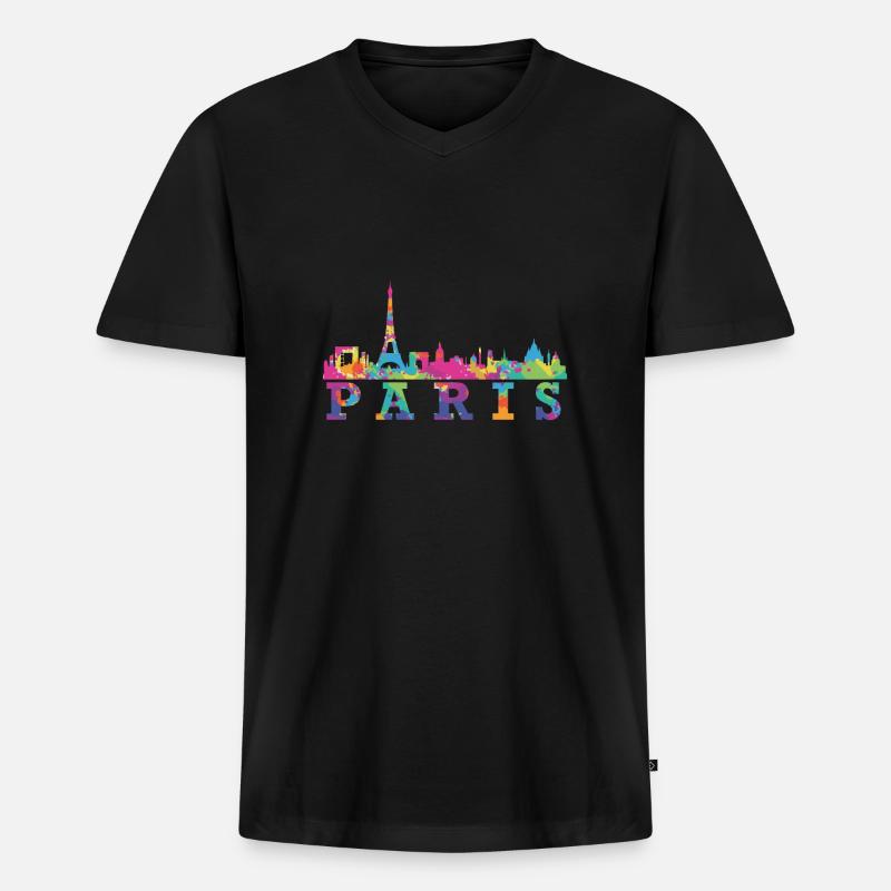 Paris Skyline Impression Souvenir Geschenkidee - Männer Premium Bio T-Shirt mit V-Ausschnitt - Schwarz