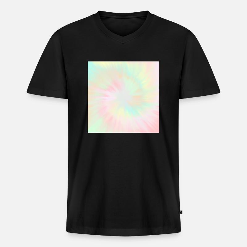 Tie Dye Pastell Tie Dye - Männer Premium Bio T-Shirt mit V-Ausschnitt - Schwarz