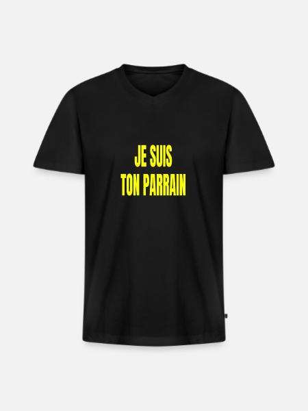 je suis ton parrain - T-shirt encolure en V Premium bio Homme - noir