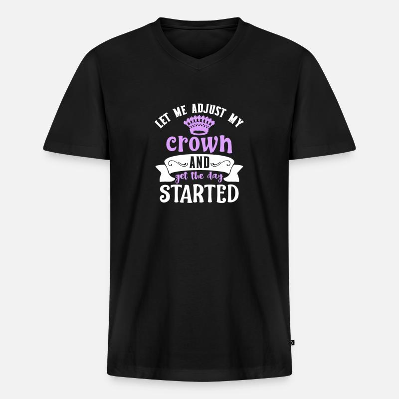 crown - Männer Premium Bio T-Shirt mit V-Ausschnitt - Schwarz