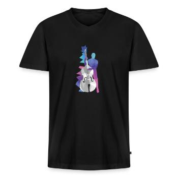 Contrebasse - T-shirt encolure en V Premium bio Homme - noir - Devant - Nico (187cm)