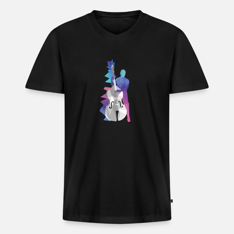Kontrabass - Männer Premium Bio T-Shirt mit V-Ausschnitt - Schwarz