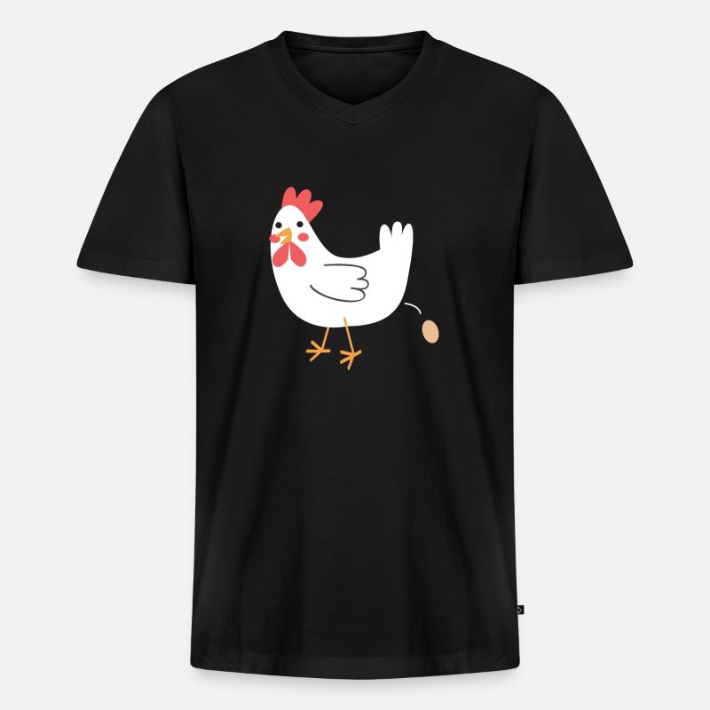 Huhn ein Ei! - Männer Premium Bio T-Shirt mit V-Ausschnitt - Schwarz