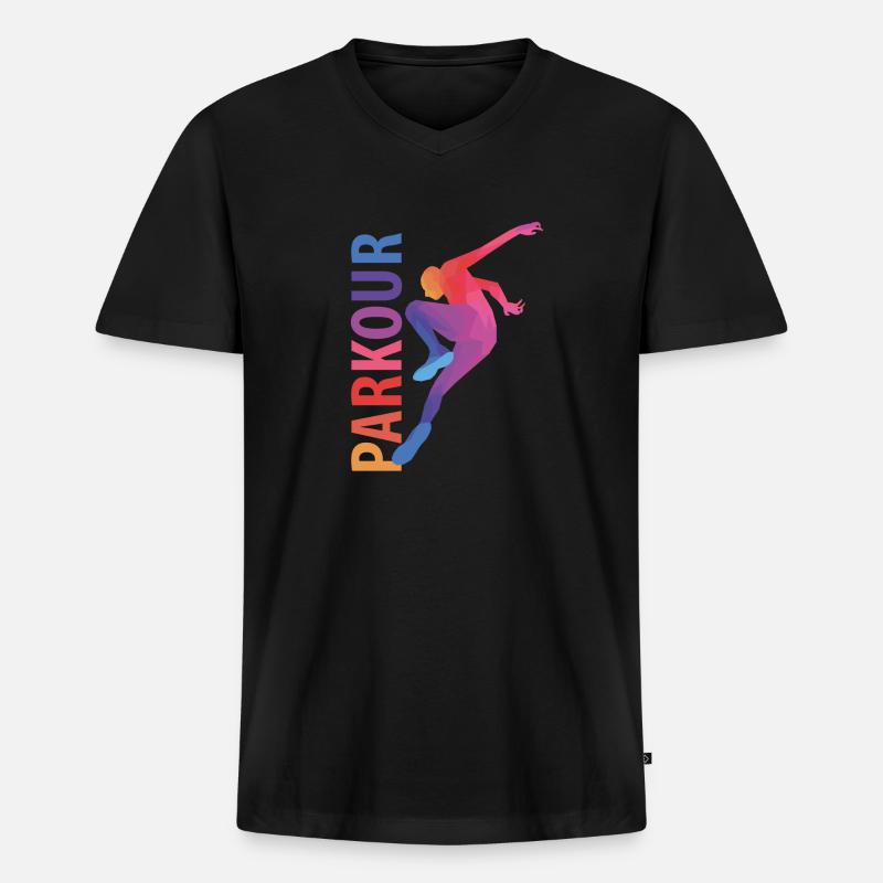 Parkour Geschenk - Männer Premium Bio T-Shirt mit V-Ausschnitt - Schwarz