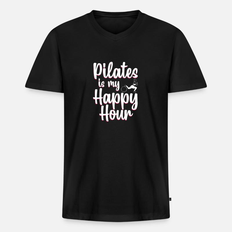 Pilates Geschenk - Männer Premium Bio T-Shirt mit V-Ausschnitt - Schwarz