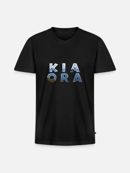 Double Exposure Kia Ora Ocean New Zealand Gift - Men's Premium Organic T-shirt with V-neck - black