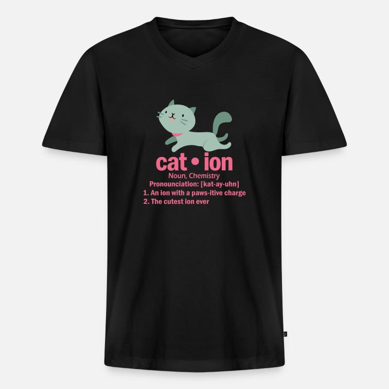 Katze Chemie Spruch Student Geschenk - Männer Premium Bio T-Shirt mit V-Ausschnitt - Schwarz