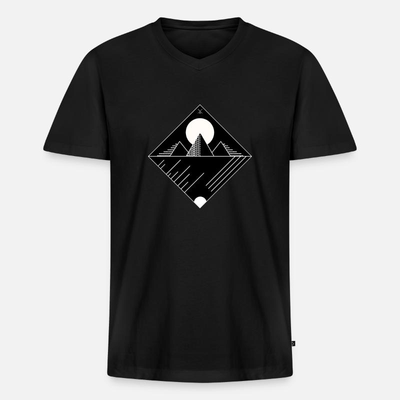 Pyramide, minimal - Männer Premium Bio T-Shirt mit V-Ausschnitt - Schwarz