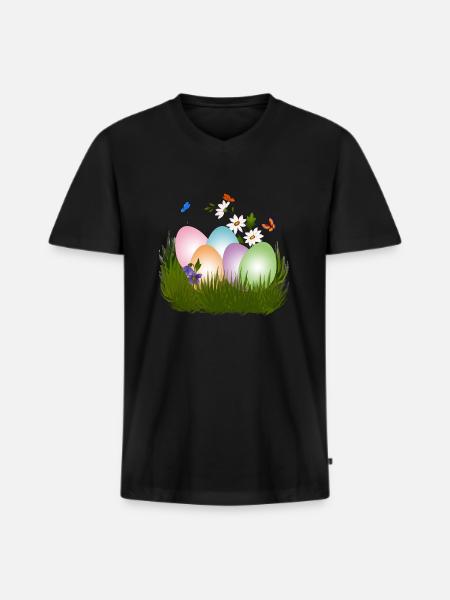 easter eggs hunt - Men's Premium Organic T-shirt with V-neck - black
