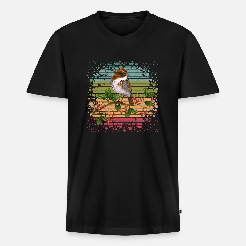 Bunter Vogel - Männer Premium Bio T-Shirt mit V-Ausschnitt - Schwarz