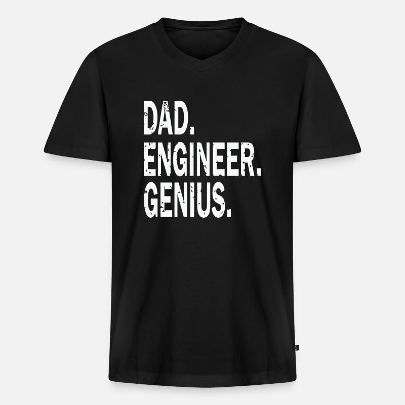Dad Engineer Genius - Männer Premium Bio T-Shirt mit V-Ausschnitt - Schwarz