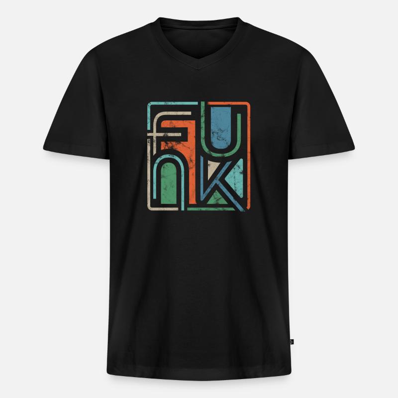 Funk Funky Retro - Männer Premium Bio T-Shirt mit V-Ausschnitt - Schwarz