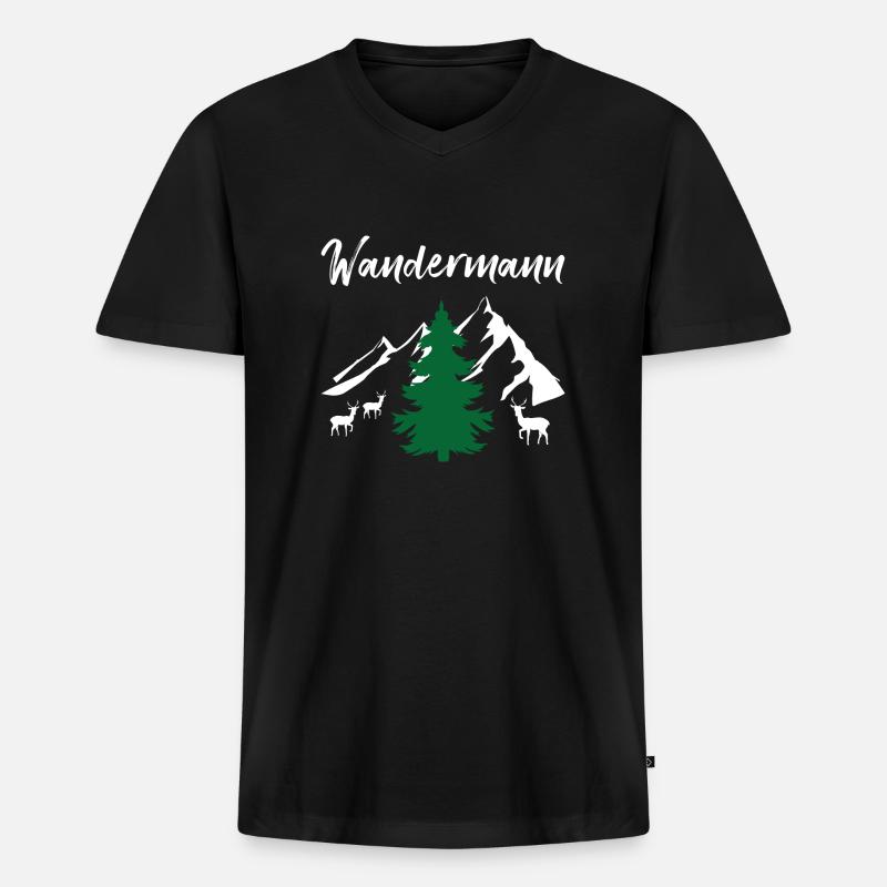 Wandermann Reise Abenteuer Camping Geschenk - Männer Premium Bio T-Shirt mit V-Ausschnitt - Schwarz