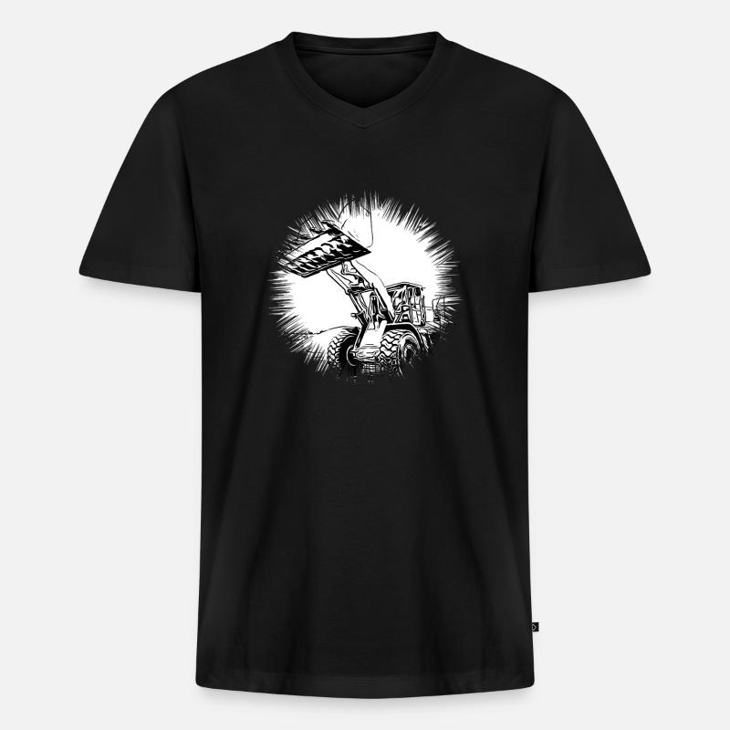 Radlader - Männer Premium Bio T-Shirt mit V-Ausschnitt - Schwarz