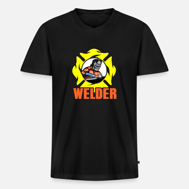 Schweißer - Männer Premium Bio T-Shirt mit V-Ausschnitt - Schwarz