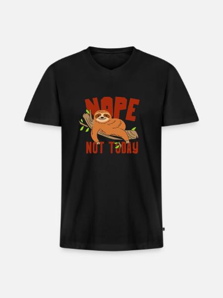 Sloth Funny - Nope Not Today - Men's Premium Organic T-shirt with V-neck - black