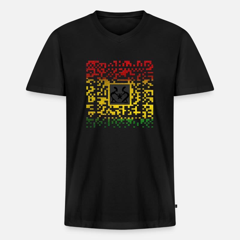 Reggae Code - Männer Premium Bio T-Shirt mit V-Ausschnitt - Schwarz